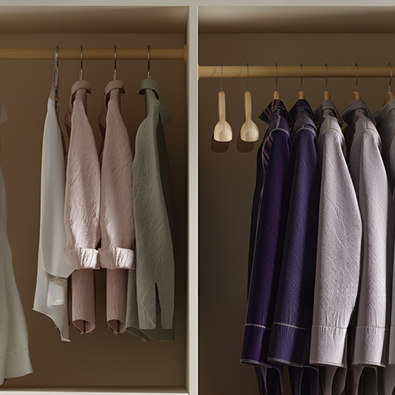 Chalk Simple Lumber Wardrobe Closet with Soft Close Drawer, Soft Close Door, Interior Shelves, and Clothing Rod - image 5
