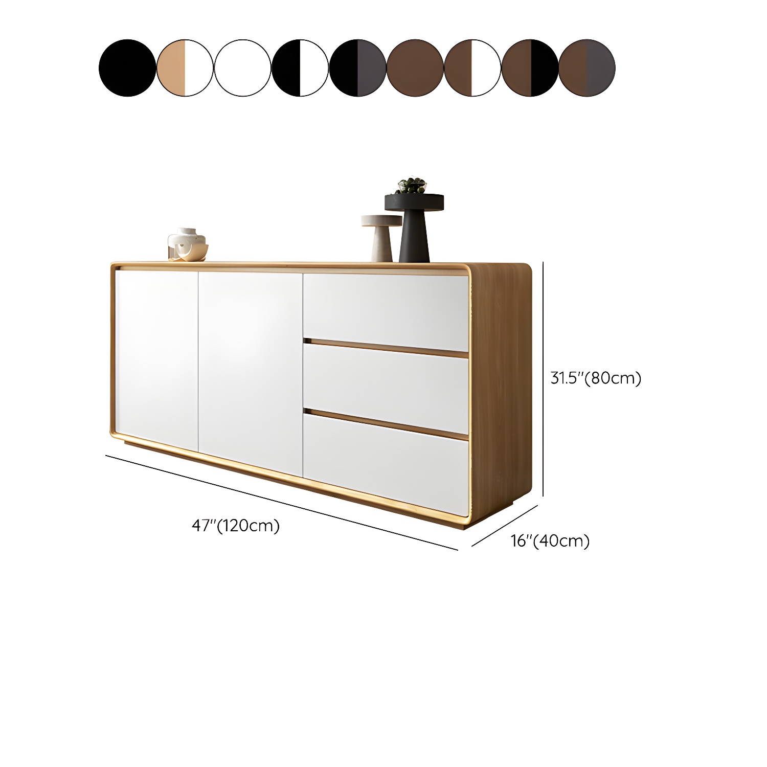 Wood Buffet Table Contemporary Style Side Board with Cabinets and Drawers - image 26
