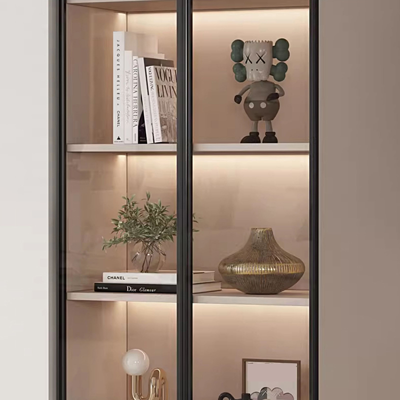 Simple Rectangular Damp-proof Accent Cabinet with Closet, Glazed Door, Chalk/Sand Top, and Soft Close Drawer - image 6