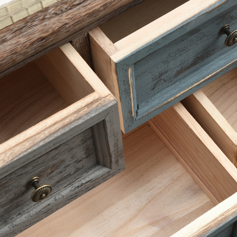 Industrial Detached Utility Cabinet with Distressed Wood and 4 Drawers Featuring Loop Pulls - image 12