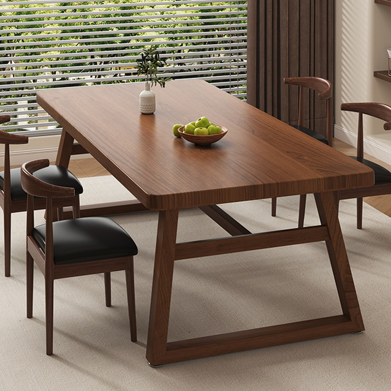 Rectangle Manufactured Wood Dining Table Set for 6/4 People with Padded Chairs, Back Support, and Brown Top - image 2