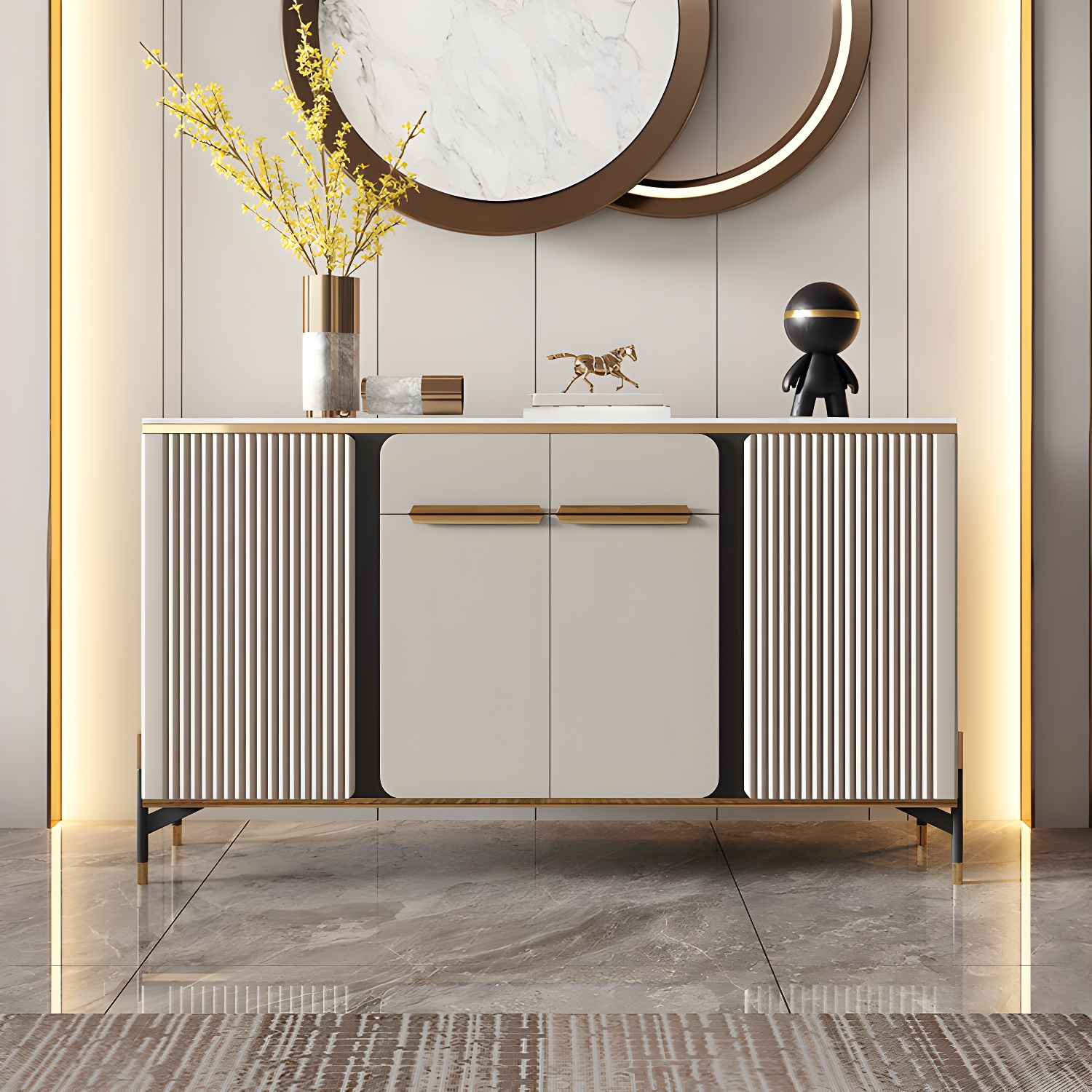 Modernism Sideboard 2 Drawers Server Cabinet with Storage for Dining Room - image 4