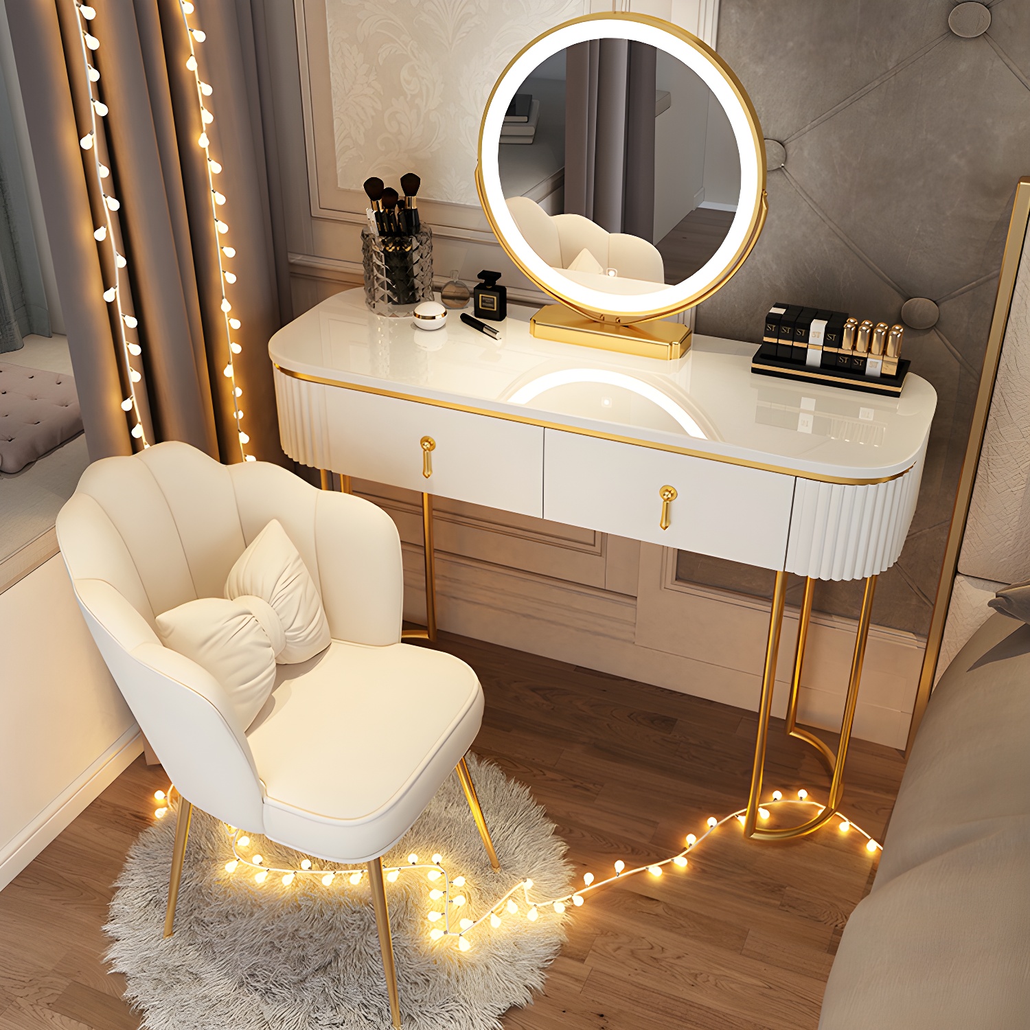Glam Bedroom Vanity Dressing Table Wood Vanity Dressing Table Set - image 4