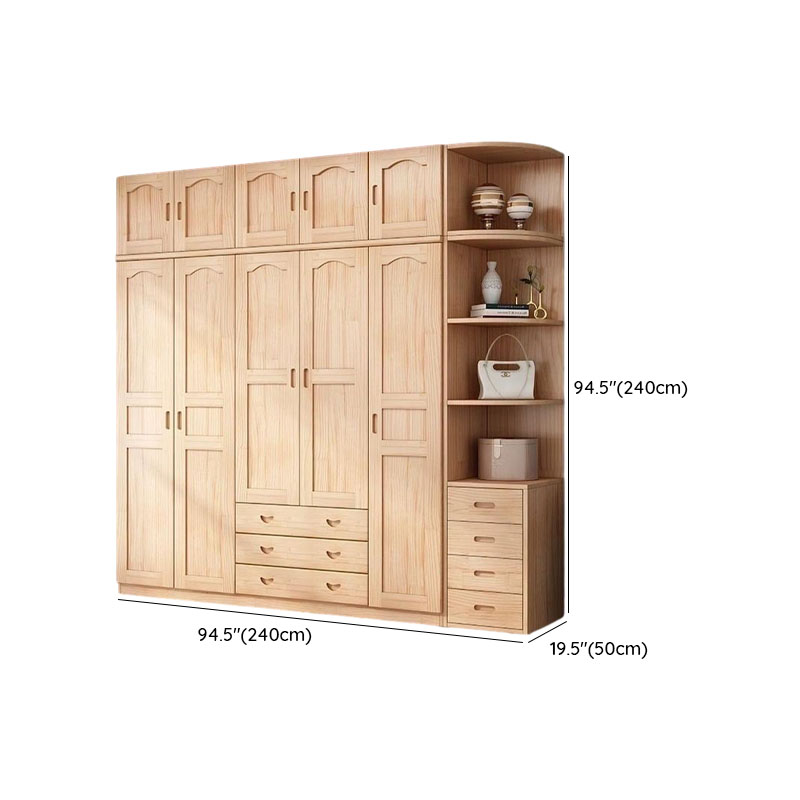Scandinavian Natural Wood Wardrobe Armoire - 50cm Width - Drawers Included - image 36