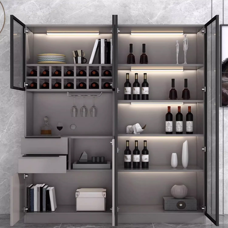Luxurious Dark Wood Sideboard with Glass Doors and Elegant Stemware Rack - image 7