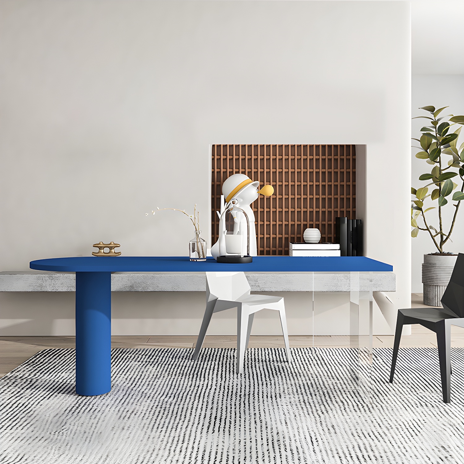 Pine Solid Wood Dining Table Contemporary Dining Table with Double Pedestal