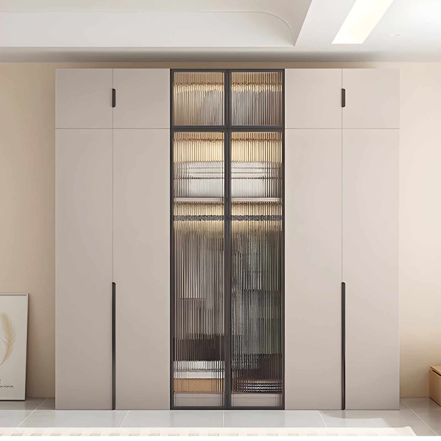 Modern Grey Wardrobe Armoire with Clothing Rod & Adjustable Shelves