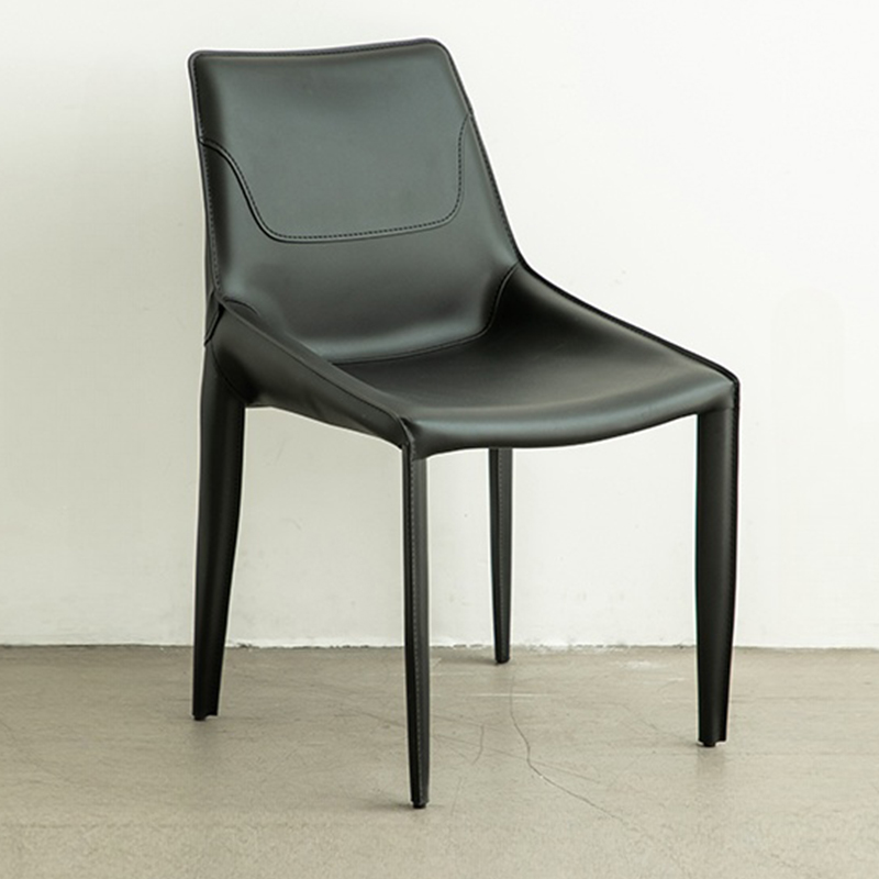 Modern Leather Armless Side Chair with Solid Back - Easy-Care, Warranty