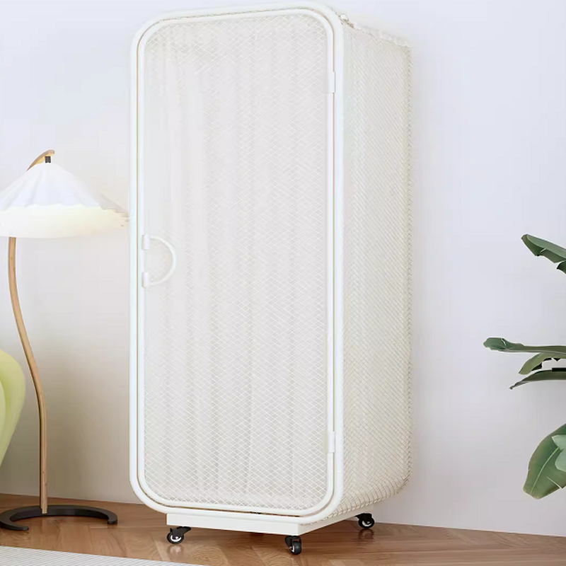 White Modish Alloy Cabinet Armoire with Interior Shelves and Clothing Rod - image 3