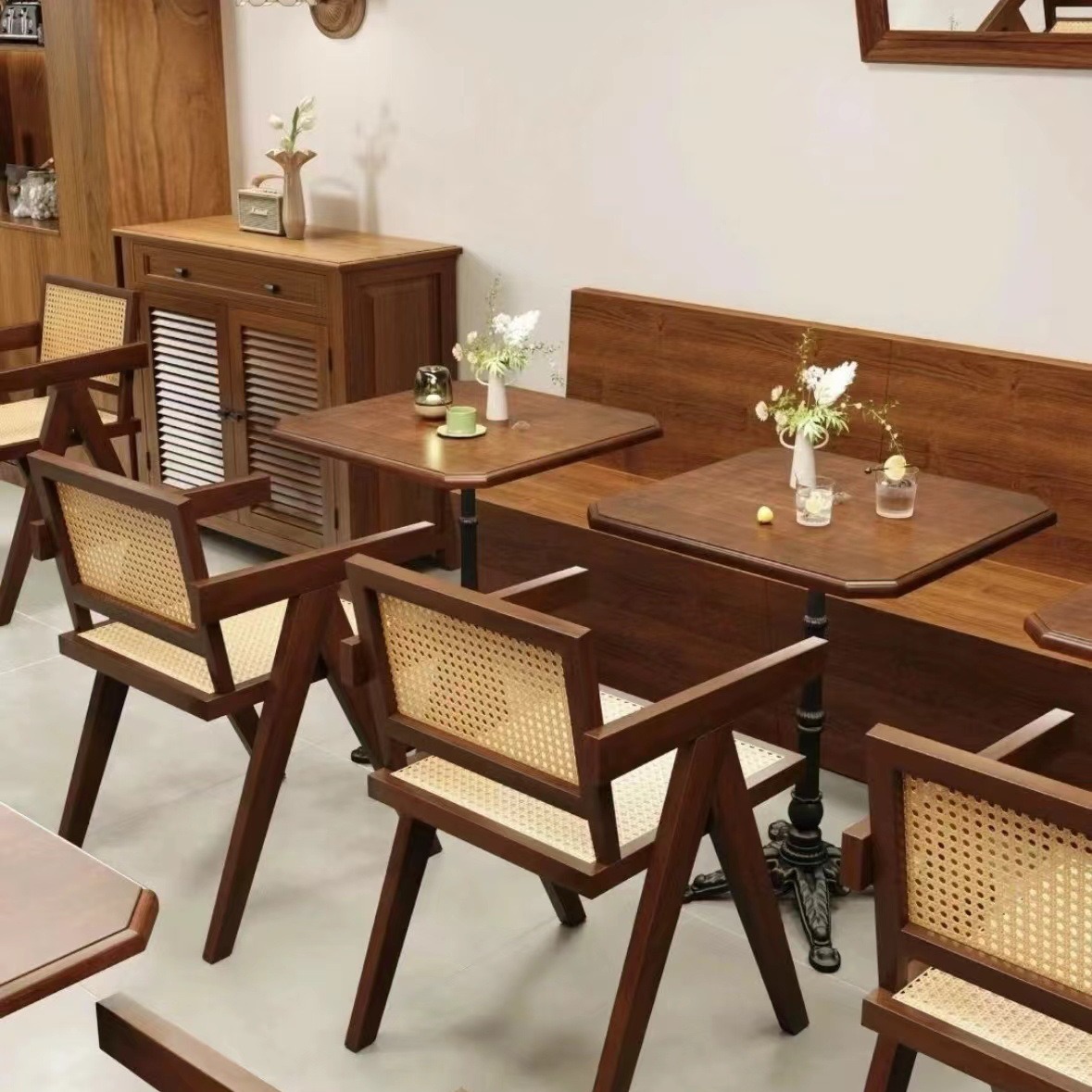 Industrial Natural Wood Finish Dining Table with a Rubber Solid Wood Tabletop and Metal Black Base