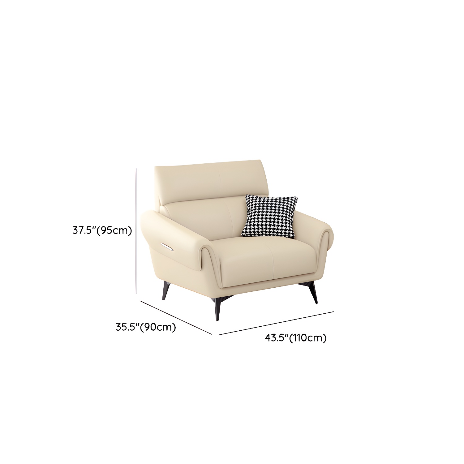 Faux Leather Flared Arm Sofa in Beige of 37.4" H with Cushions - image 12