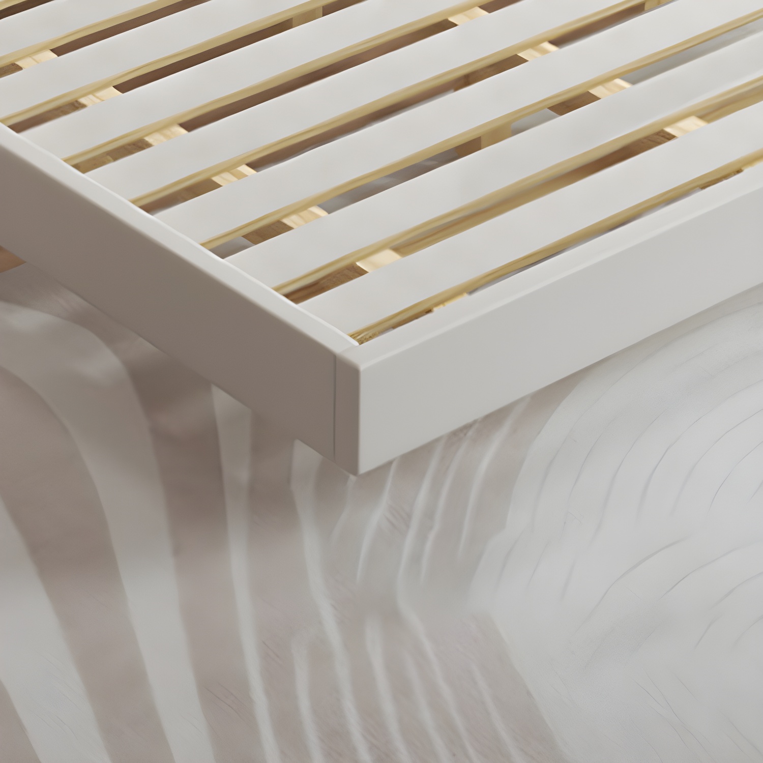 Contemporary Style White Standard Bed Pine Wood Platform Bed Frame - image 8