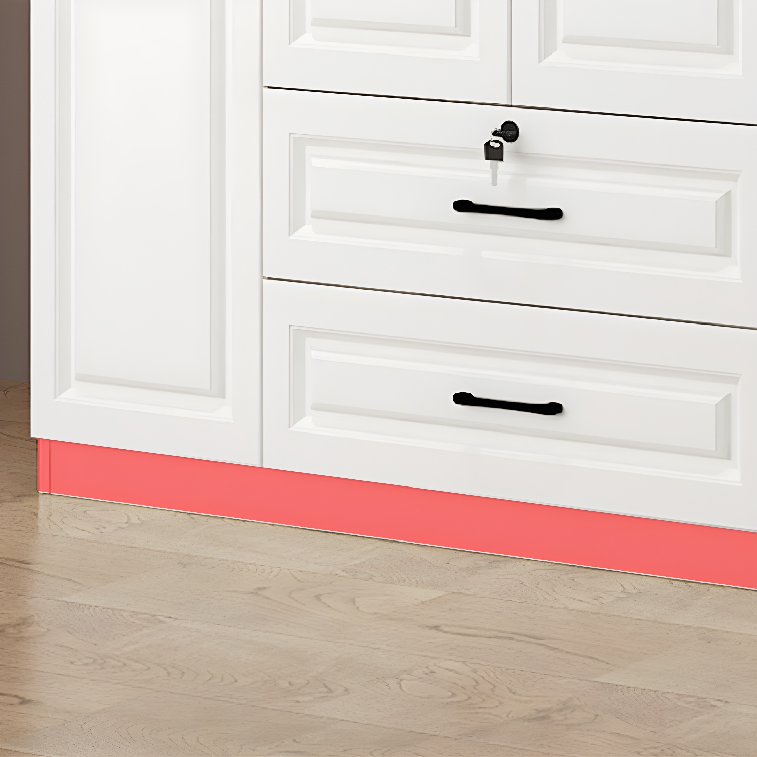 Wood White Modern Wardrobe Armoire with Drawers, Shelves, and Clothing Rod - image 9