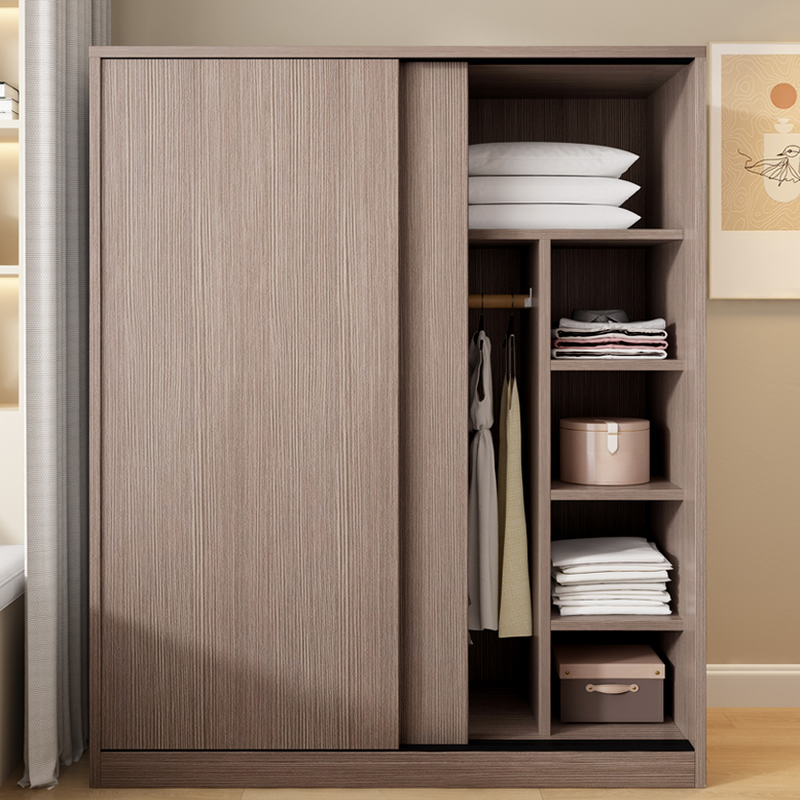 Sleek Natural Finish Modern Wooden Standalone Wardrobe Closet with Soft Close Features and Hanging Rod - image 4