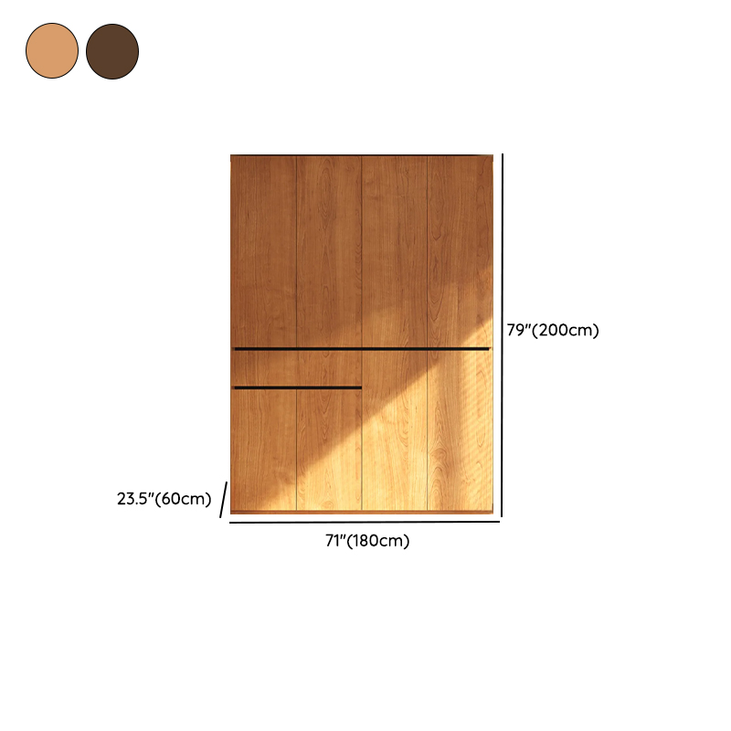 Modish Natural Wood Independent Armoire Cabinet with Soft Close Drawer, Soft Close Door, Interior Shelves, and Clothing Rod - image 14