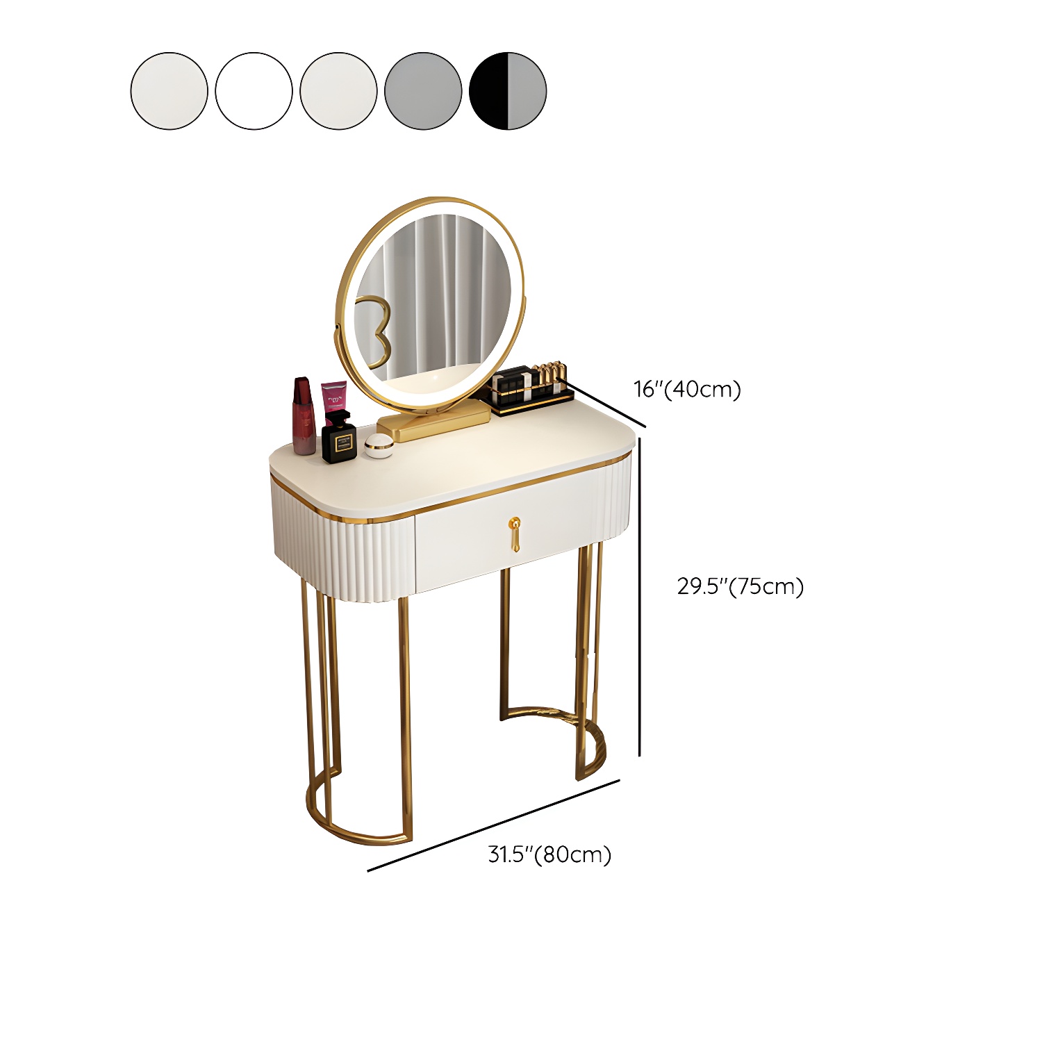 Glam 29.52" Height Makeup Vanity Set with Drawer and Mirror Vanity - image 24