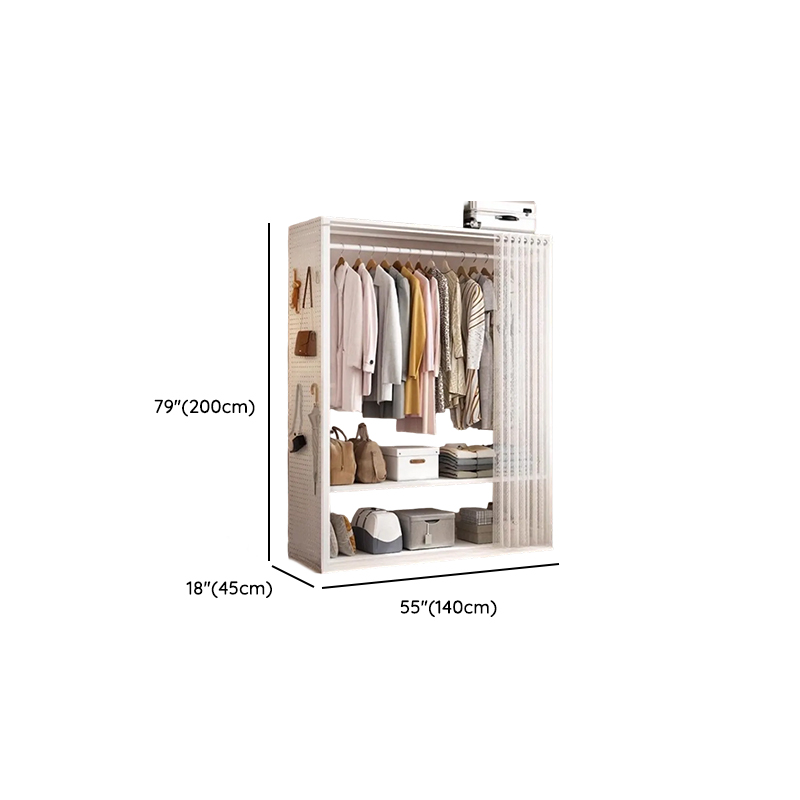 Chalk Modish Alloy Wardrobe Closet with Interior Shelves and Clothing Rod - image 13