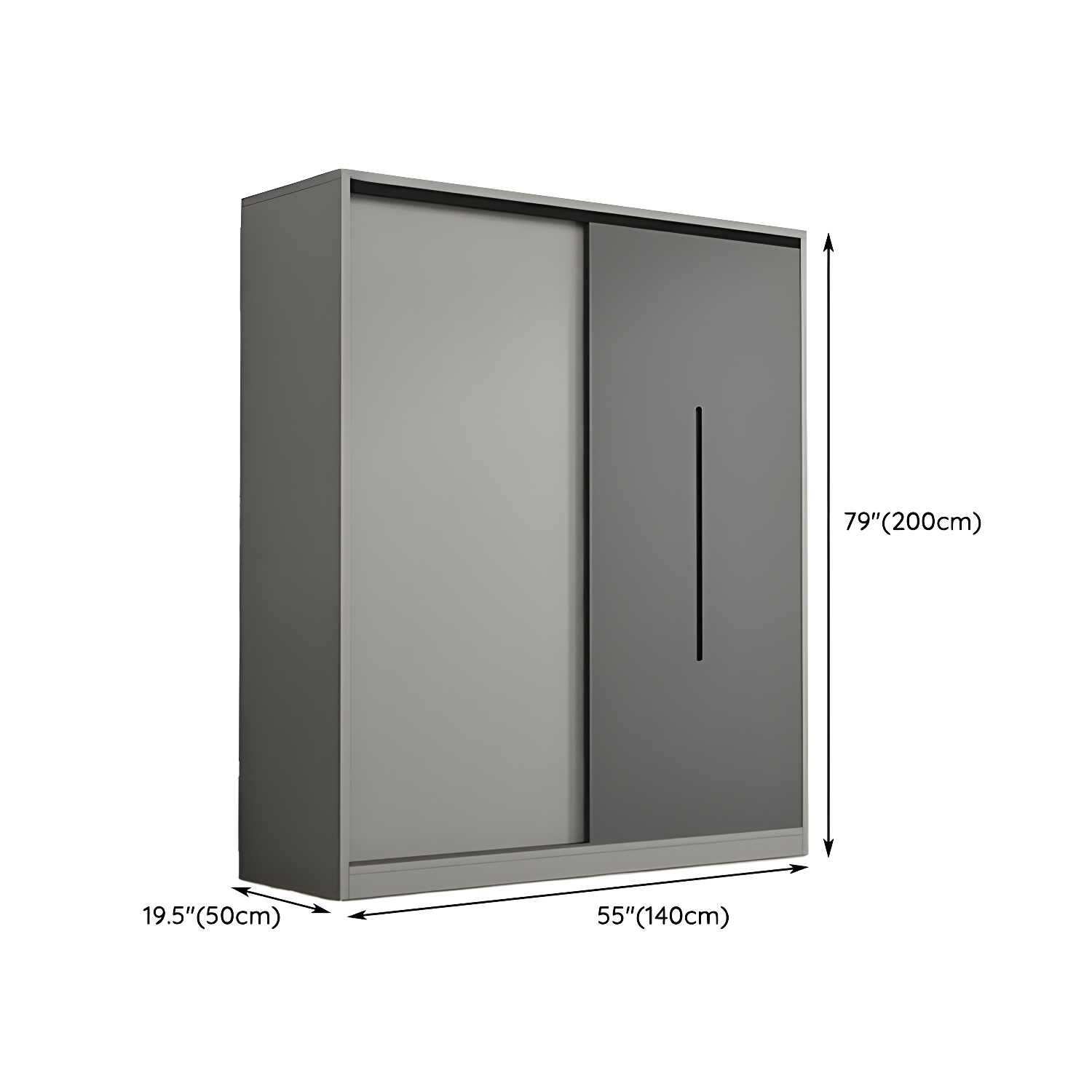 Contemporary Wood Grey Cloth Rod Included Wardrobe with Shelves - image 14