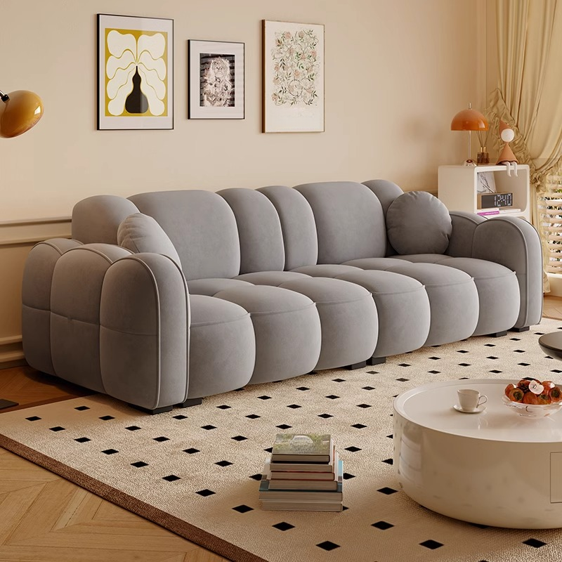 Trendy Solid Color Stain Resistant Standard Sofa in Dark Gray/Light Brown/Amber Color with Arm, 4-seater/Seats 3, and 2 Pillows - image 6