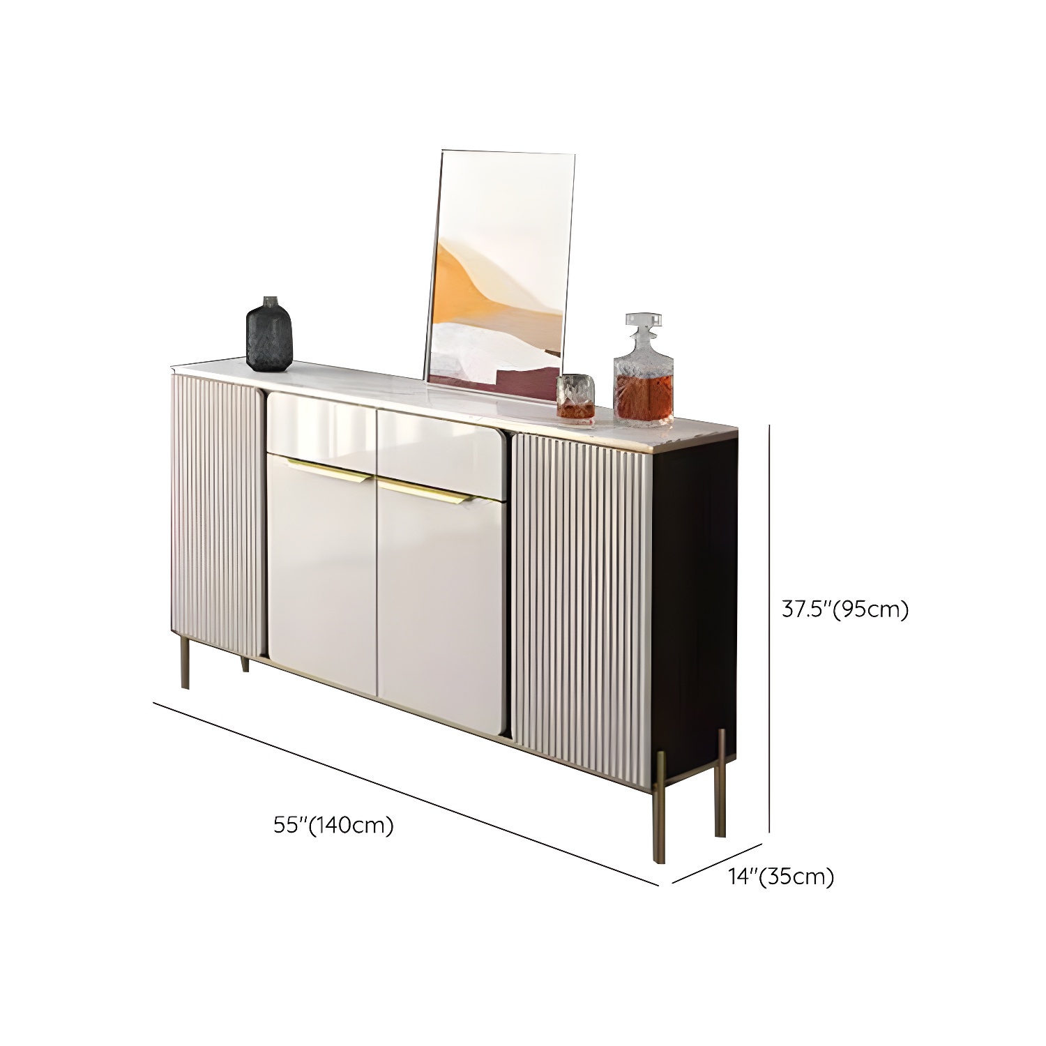 Modernism Sideboard 2 Drawers Server Cabinet with Storage for Dining Room - image 13