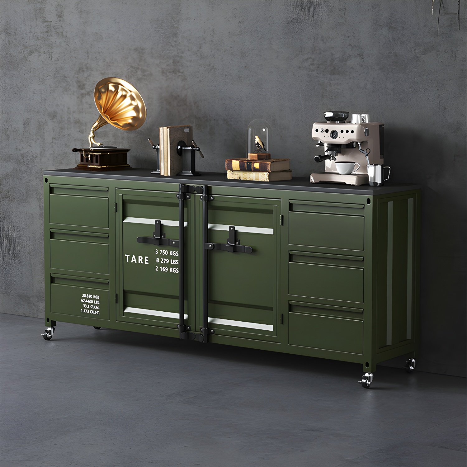 Industrial Metal Sideboard Credenza with Cabinets and Drawers - image 11