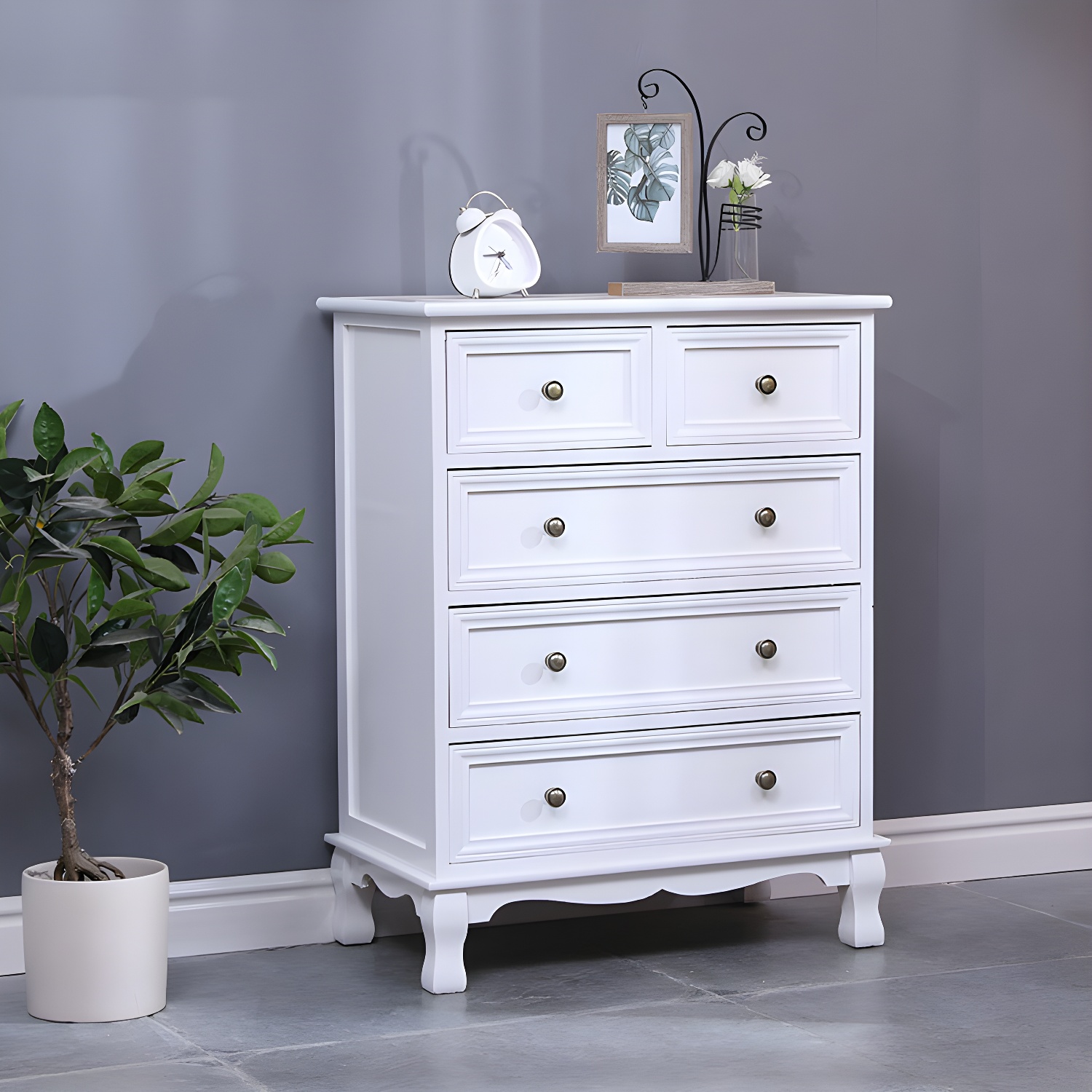 Vintage Solid Wood Dresser 14" W Vertical Storage Chest with Drawers - image 6