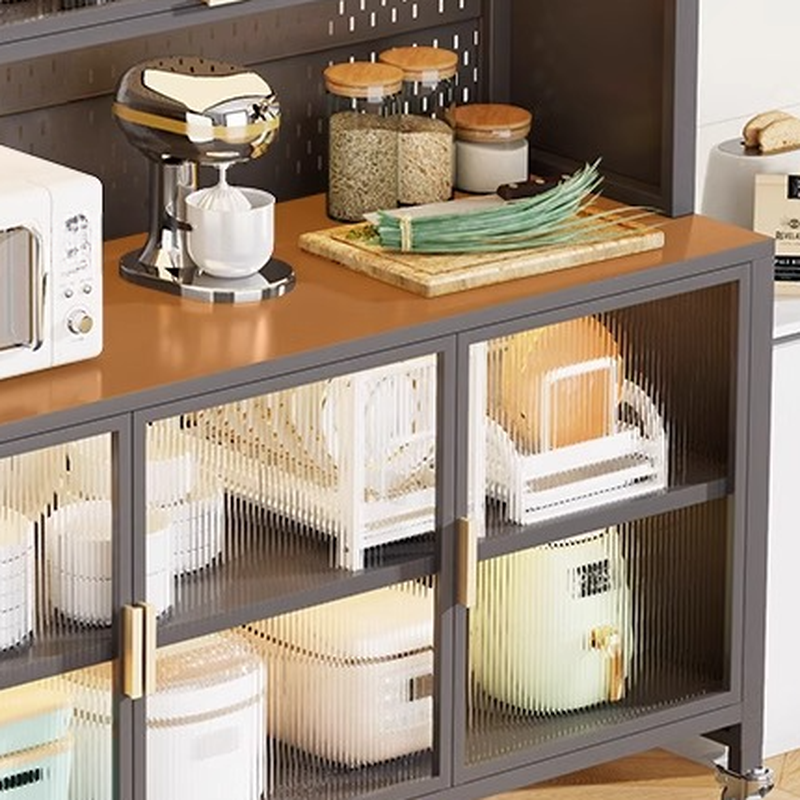 Narrow Steel Countertop Sideboard with Wheels, Cupboard, Changeable Shelf, and 3/4 Doors - image 5