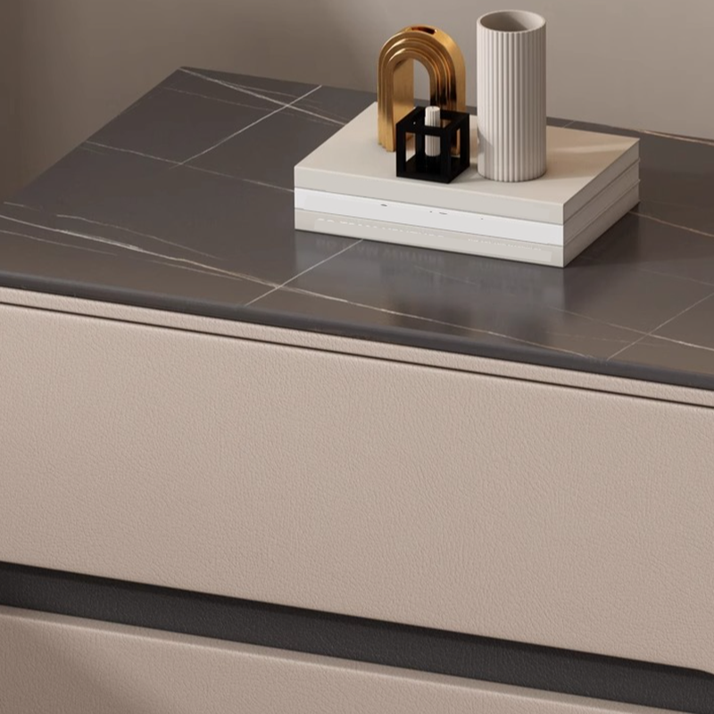 Minimalist Bedside Cabinet Nightstand with 2 Drawers and Stone Countertop - image 11