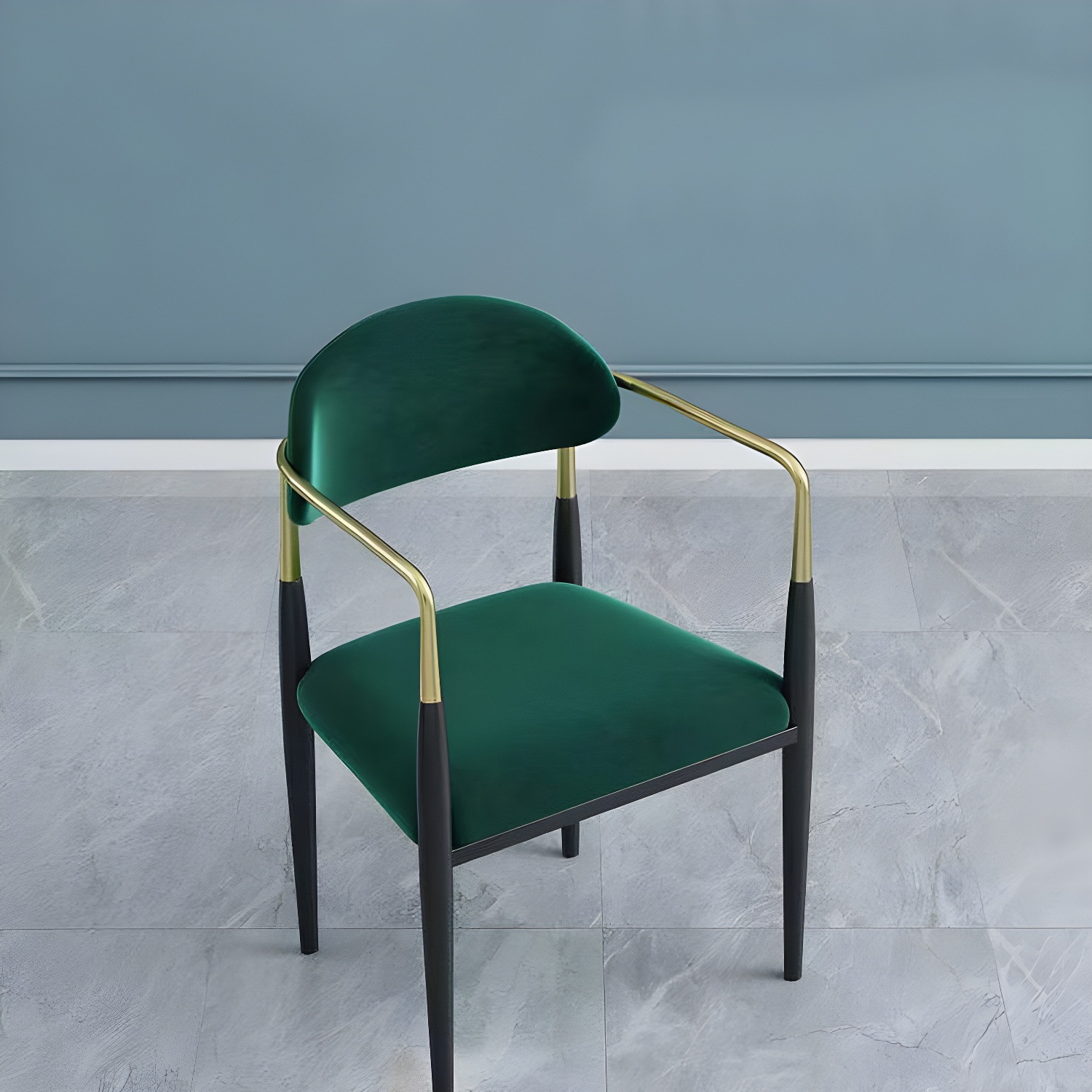 Upholstered Dining Chair Glam Style Open Back Dining Armchair for Indoor - image 7