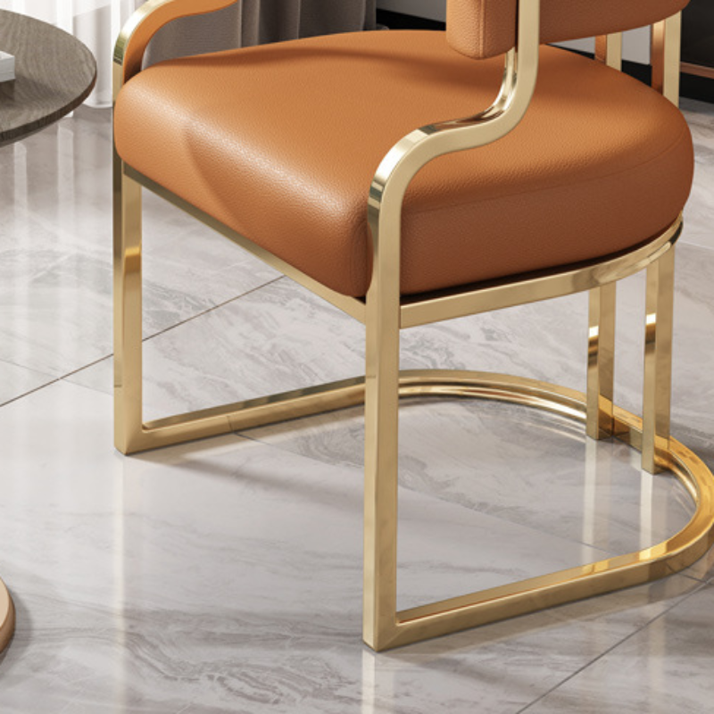 Minimalist Arm Chair with Cushioned Seat, Arms, Metallic Metal Legs, and Low Back - image 14