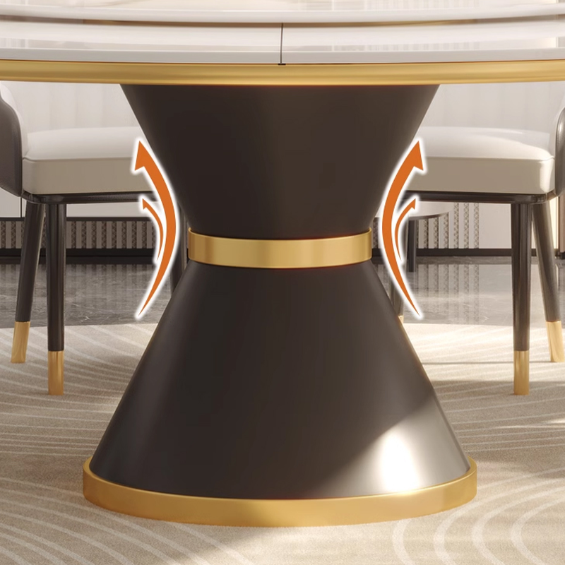 Minimalist Rounded Dining Table Set with Stump Base and Enclosed Back in White, Rotatable - image 5