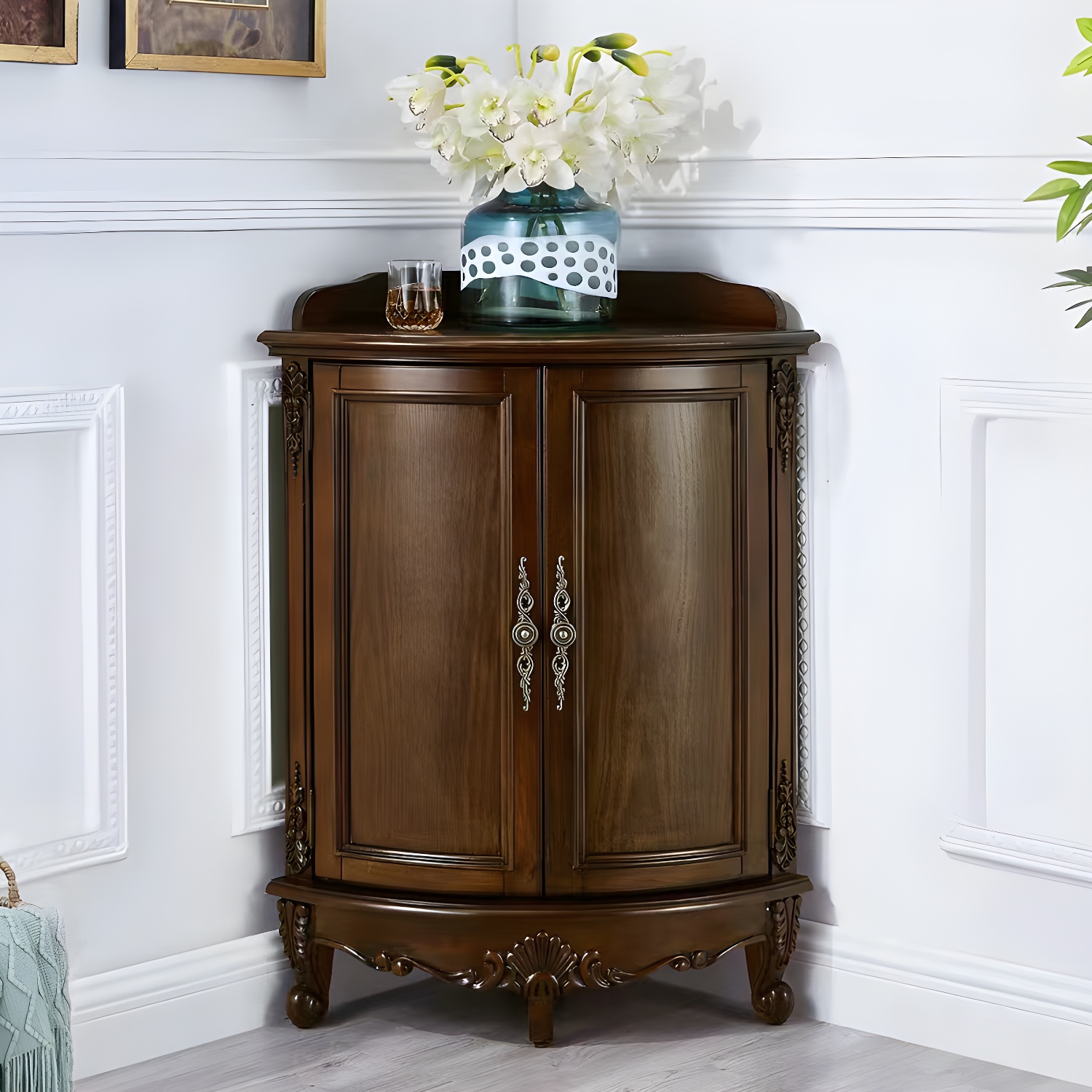 38.58"/47.24" Tall Brown Corner Cabinet , Wooden Storage Cabinet - image 4