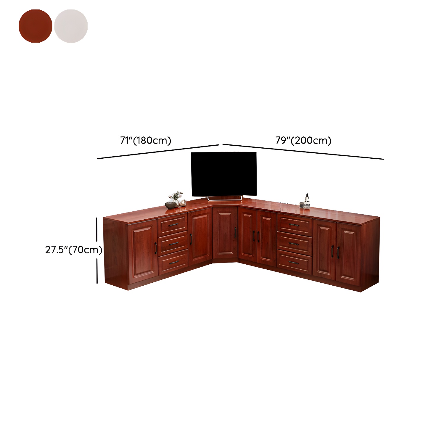 Modern Solid Wood Corner TV Stand Console with 6 - Drawer - 27.56" - image 22