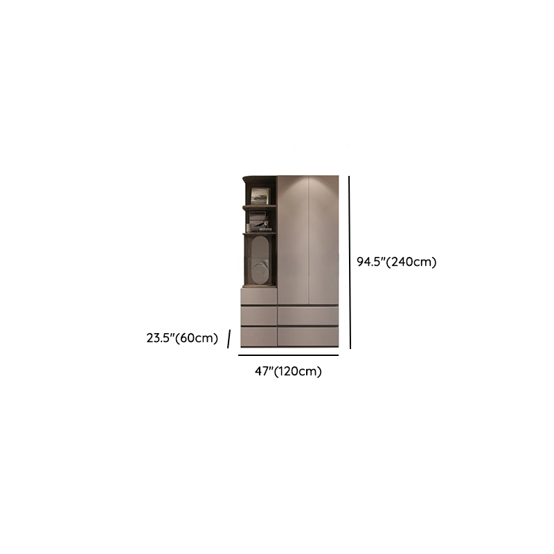 Sand Minimalist Laminate Cabinet Armoire with Soft Close Drawer, Soft Close Door, Interior Shelves, and Clothing Rod - image 12