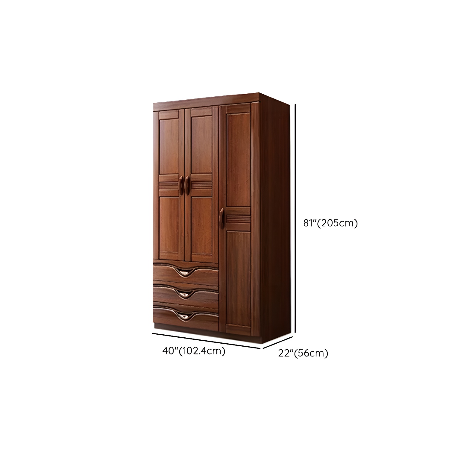 Wood Brown Rustic Wardrobe Armoire with Drawers & Shelves, Walnut Finish - image 26
