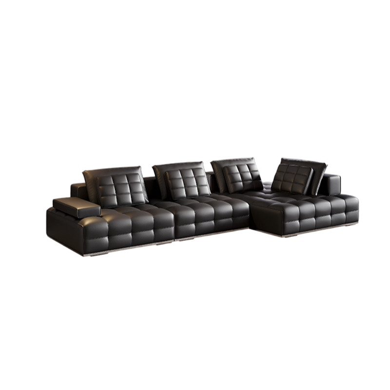 Versatile Black Sofa, Straight/L-Shape, 7-Seater, Horizontal/Right Hand Facing Orientation - image 4