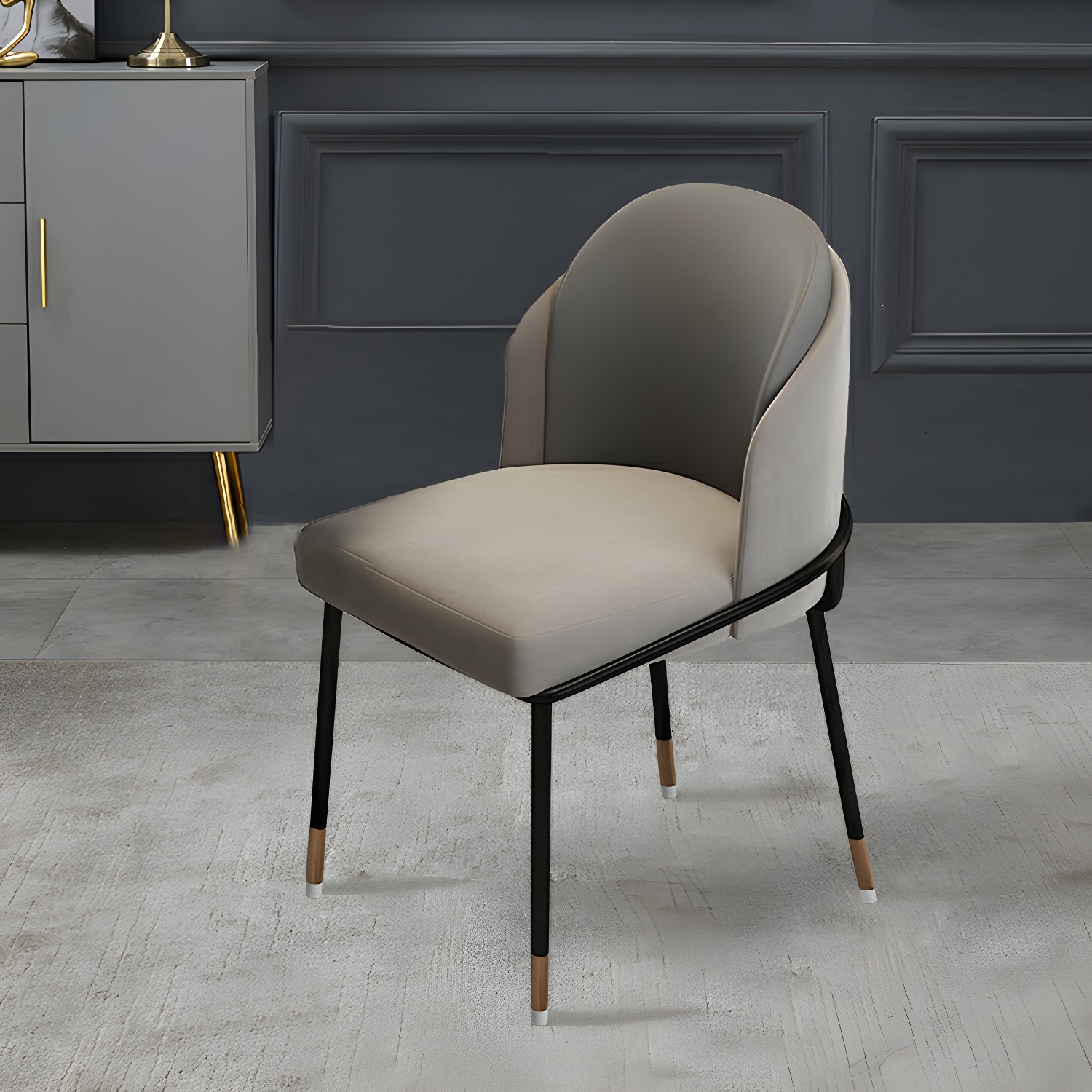 Glam Low-Back Upholstered Chair with Sleek Black Metal Legs for Kitchen & Dining - image 9