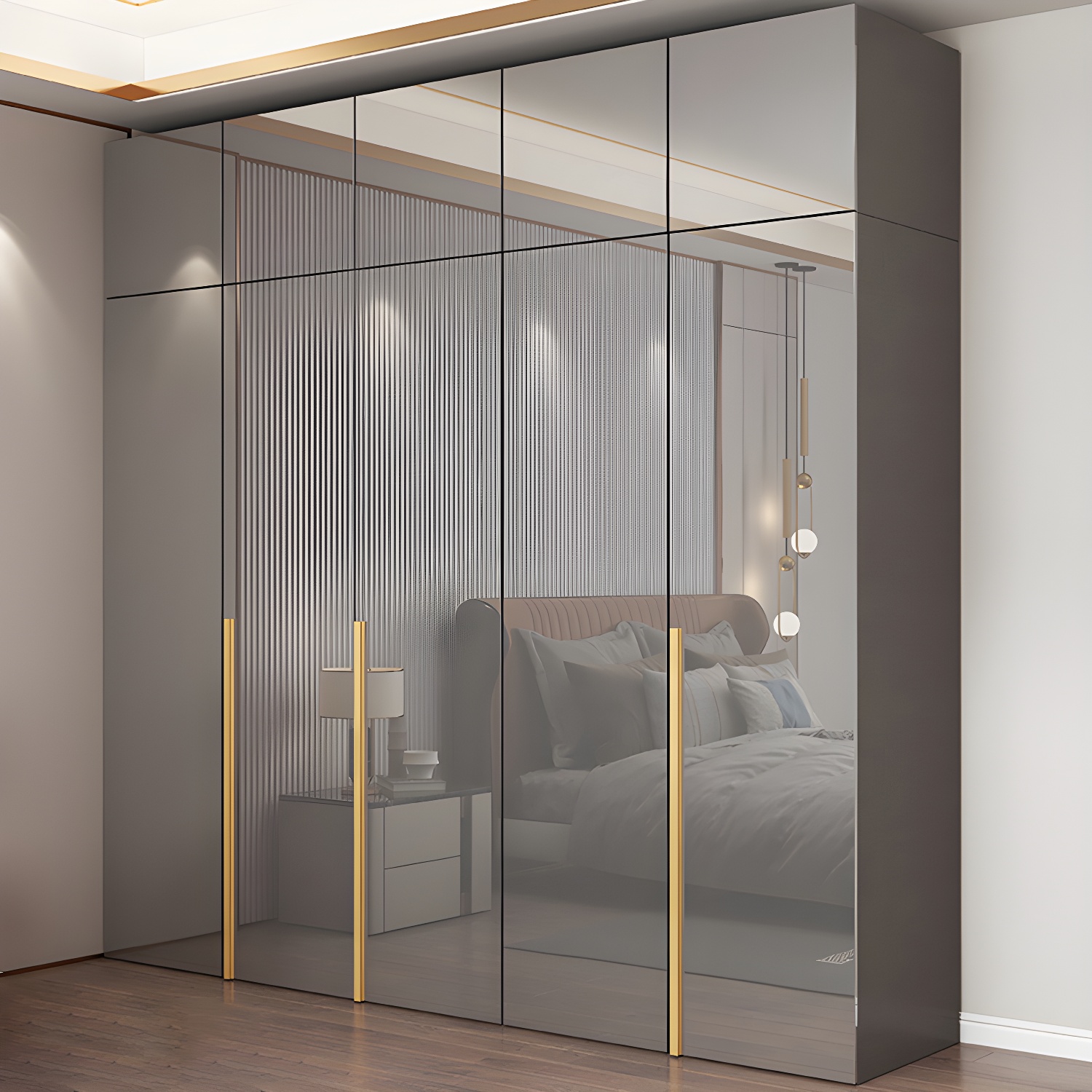 Bedroom Modern Storage Armoire Wooden Wardrobe Cabinet with Garment Rod - image 4