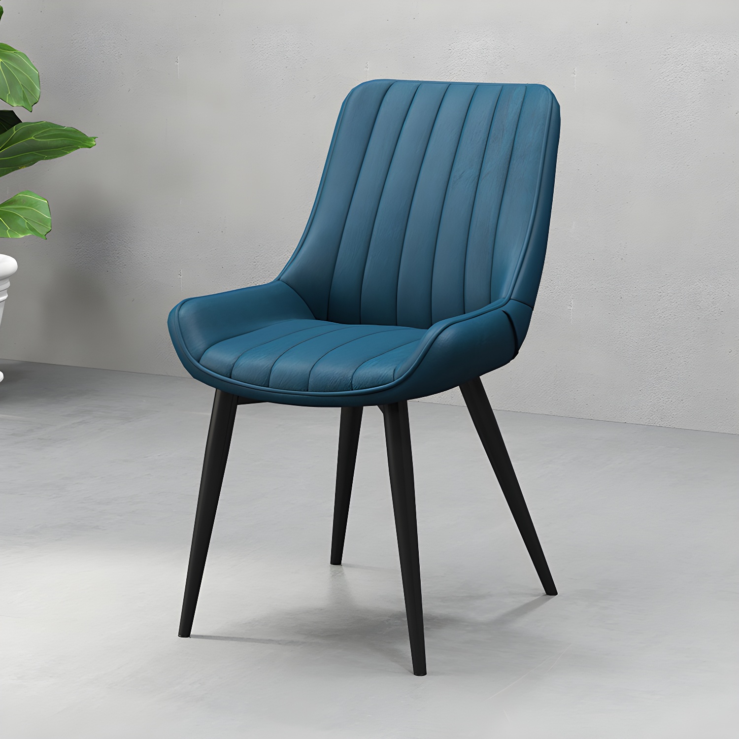 Metal Frame Dining Side Chair Faux Leather Upholstered Side Chair