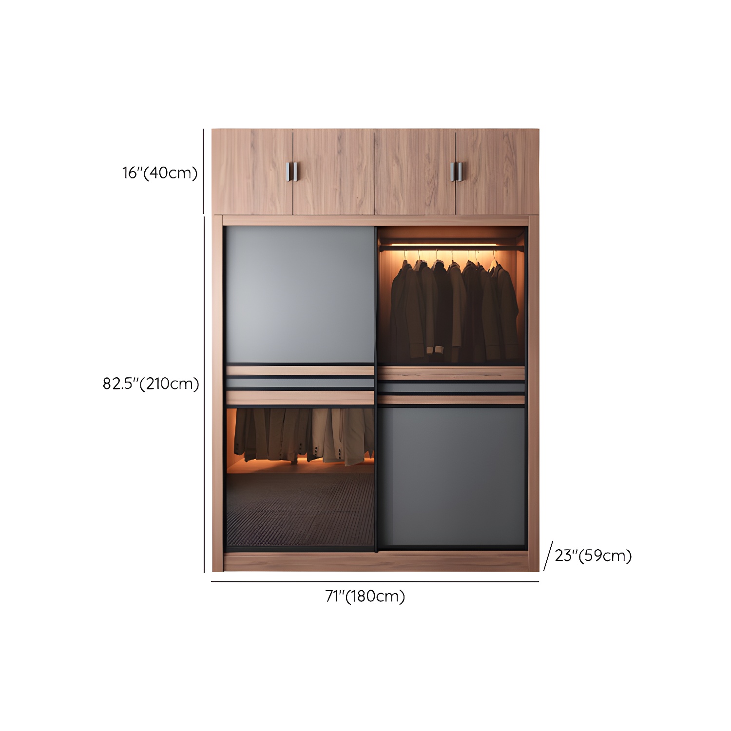 Brown Engineered Wood Wardrobe Armoire Modern Wardrobe Closet - image 24