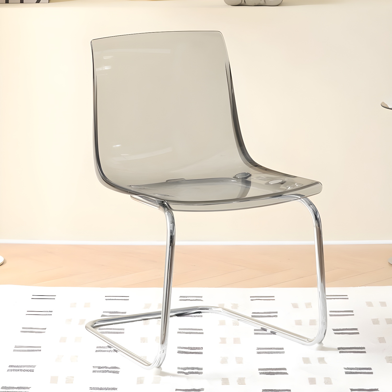 Modern Low-Back Side Chair in Plastic & Acrylic with Metal Legs - Silver - image 5