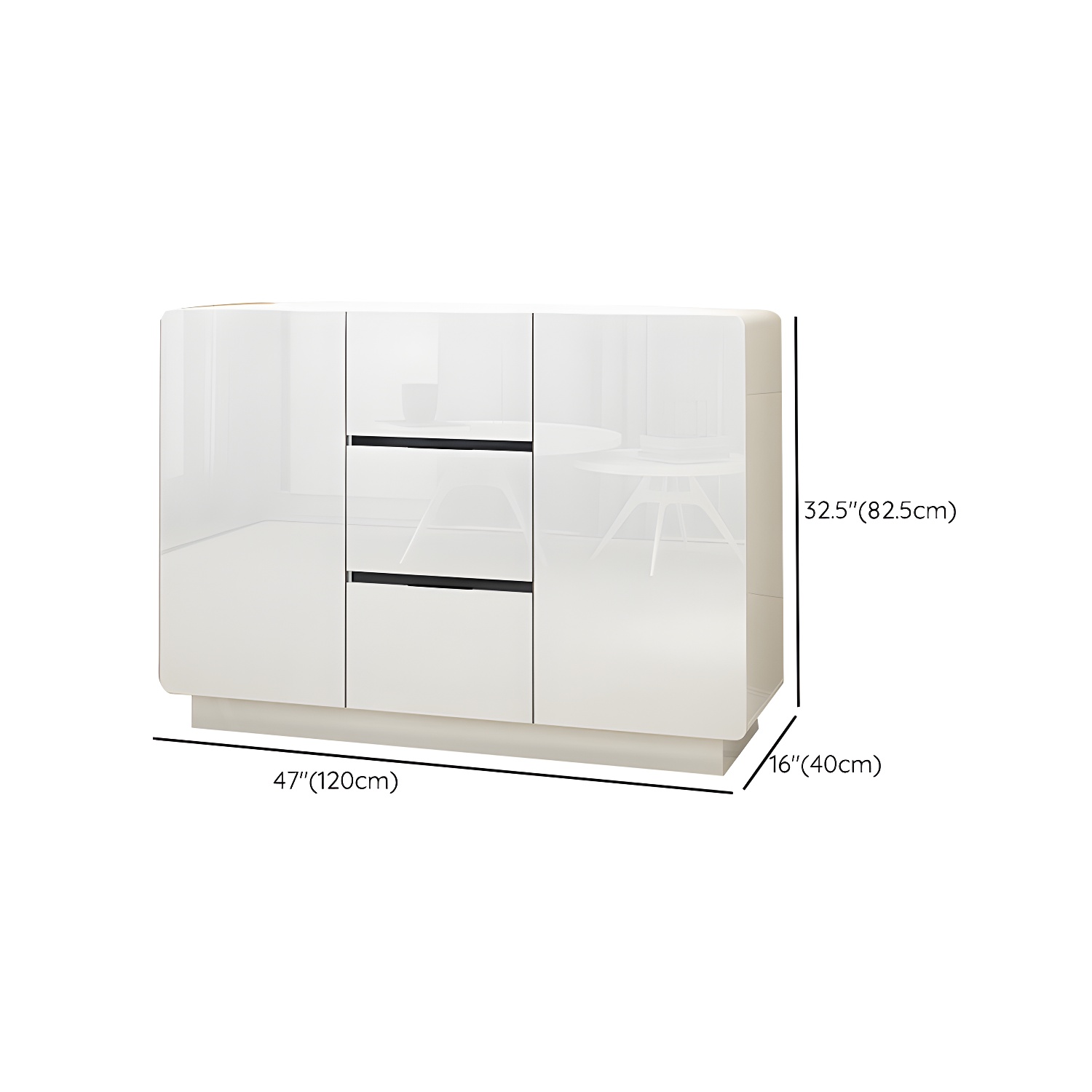 Contemporary White Sideboard Table with Drawers and Adjustable Shelving - image 10