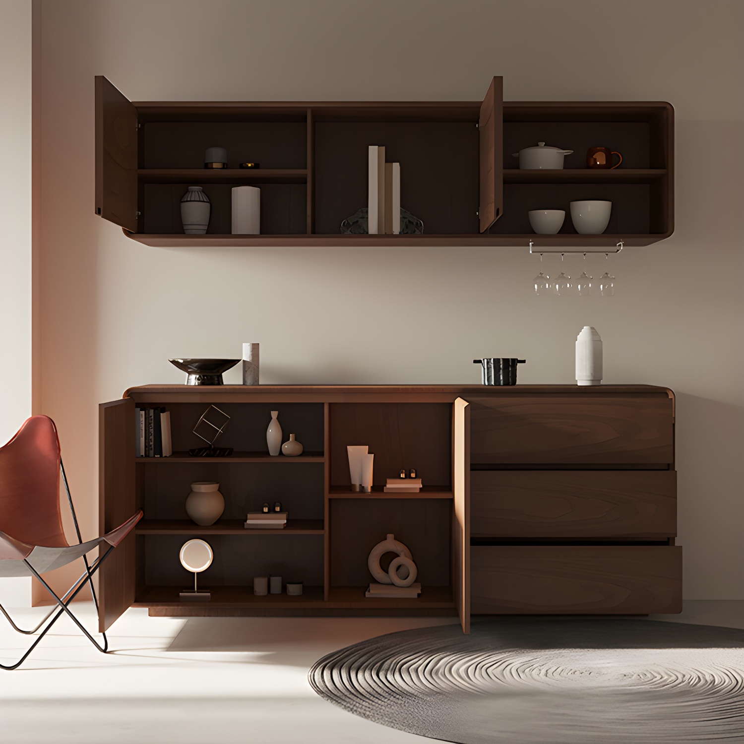 Wood Sideboard with 2 Doors and 3 Drawers, Overall Dimensions 40cmW x 80cmH - image 8