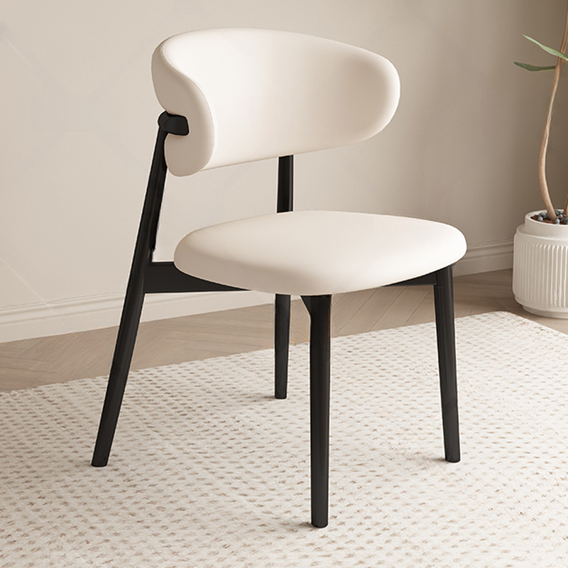 Art Deco Side Chair with Padded Upholstery, Midnight Black/Walnut/Wood Color Legs, Lumber Material, and Low Back