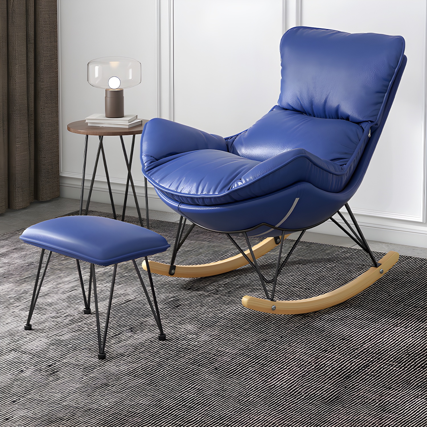 Solid Wood Rocking Chair Contemporary Rocker Chair with Padded Seat
