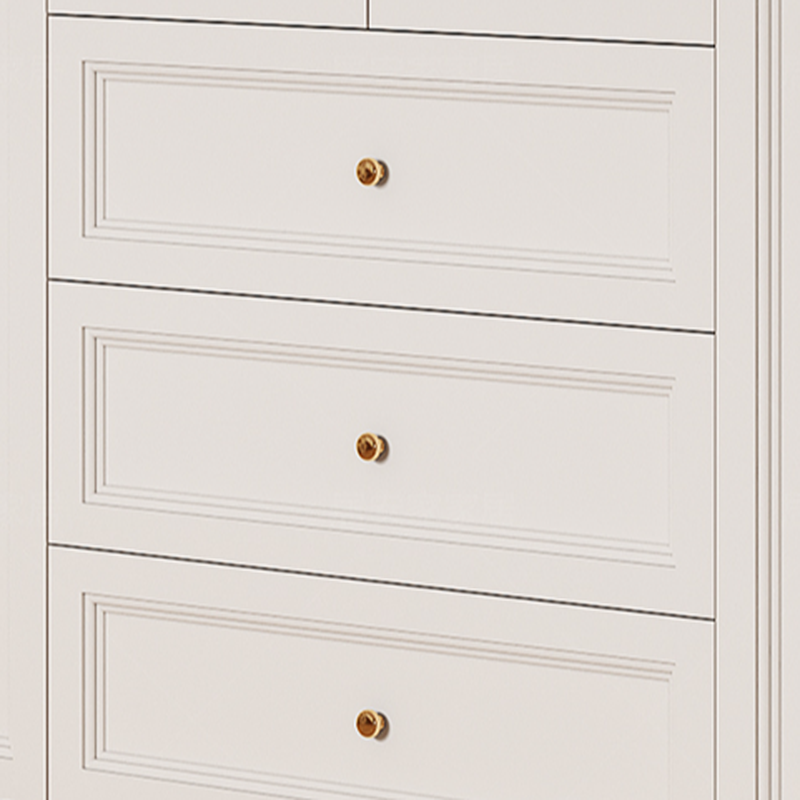 White Minimalist Manufactured Wood Wardrobe Closet with Soft Close Drawer, Interior Shelves, and Clothing Rod - image 3