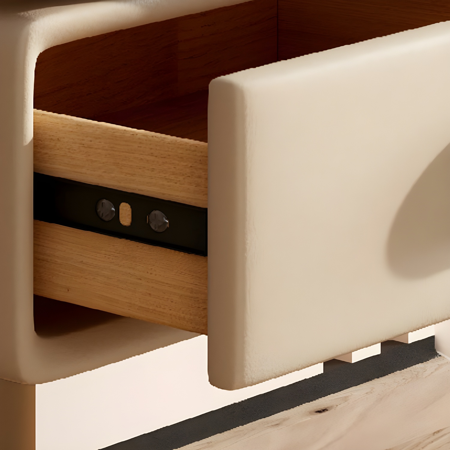 Modern Faux Leather Drawer Storage Nightstand in Narrow for Bedroom - image 19