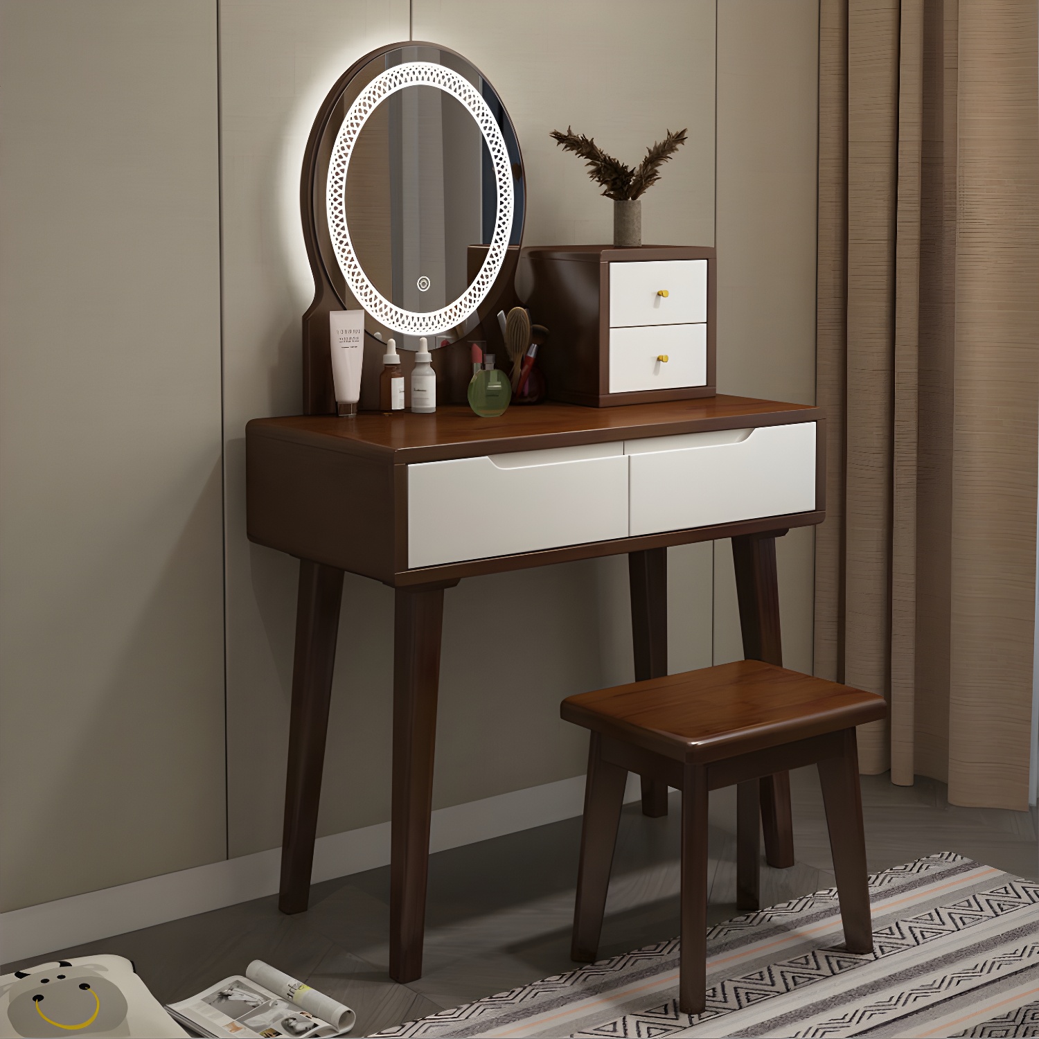 Traditions Make-up Vanity Solid Wood Bedroom With Drawer Dressing Table - image 8