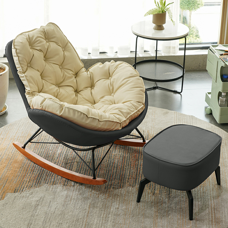 Ergonomic and Stationary Solid Wood Maternity Rocking Chair with Back and Flared Arm - image 16