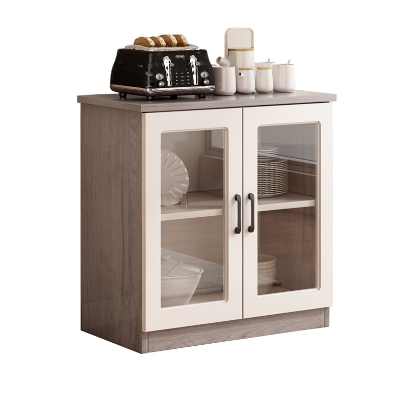Modern Wood Buffet Cabinet with Glass Doors and Shelves - Full Assembly Needed